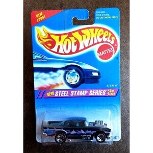 1995 Hot Wheels '57 CHEVY Dark Blue #290 STEEL STAMP SERIES 4/4 1:64 5SP Variant